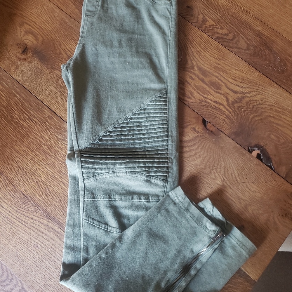 Army green Moto jeans